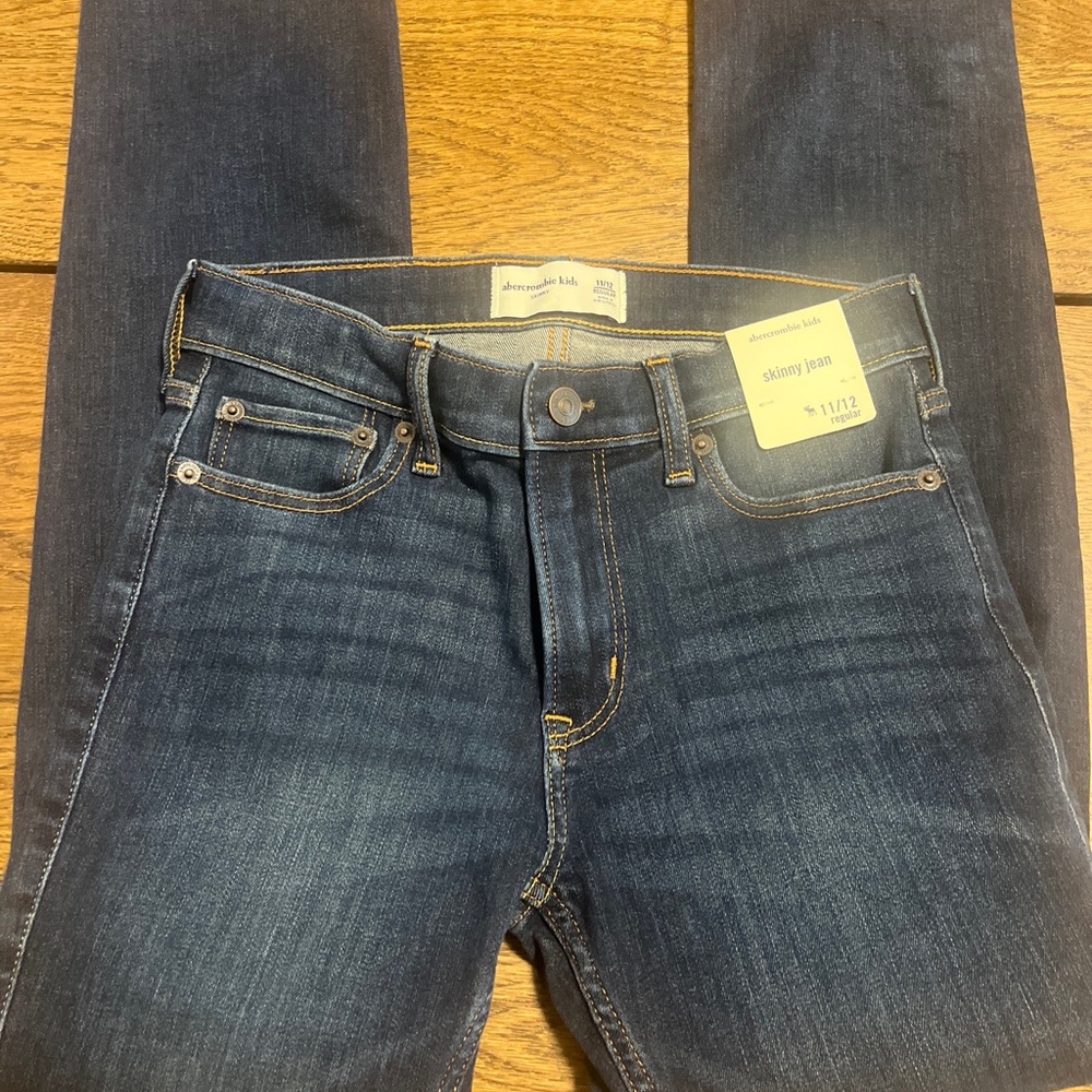 Abercrombie & Fitch Jeans Size 11/12 Regular Kids High Rise Skinny Blue New - Picture 5 of 15